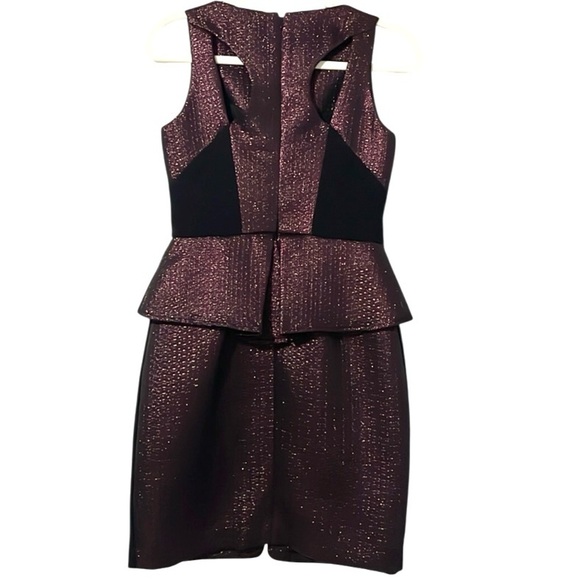 Yoana Baraschi Purple Rain Peplum Cocktail Dress Size 4 Metallic Luxury Designer - Picture 4 of 15